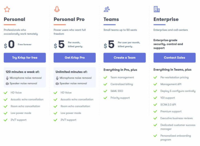Krisp Pricing Plan