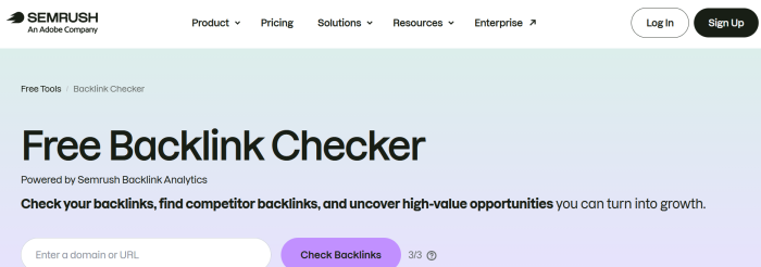 SEMrush - Free backlinks checker