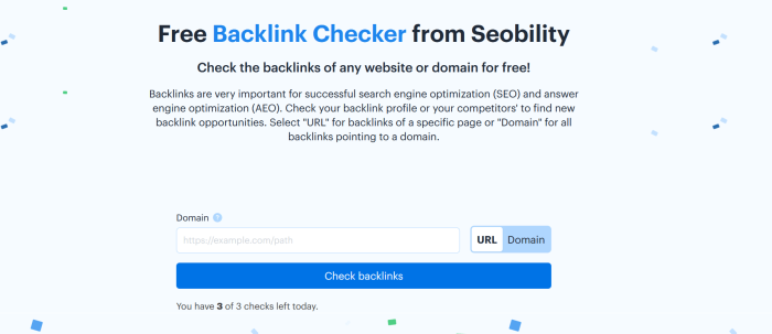 SEObility - Free backlinks checker