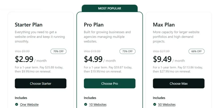 A2Hosting Pricing Plan