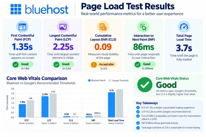 Bluehost Review - Page Load Time