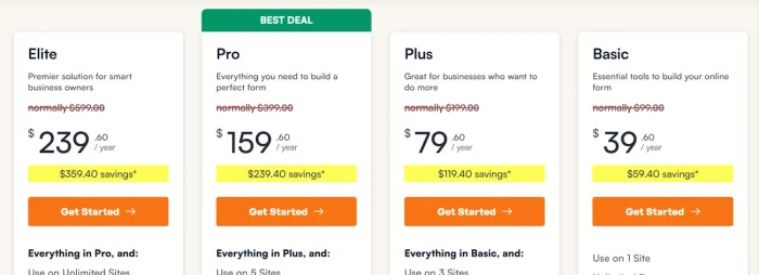 WPForms Pricing